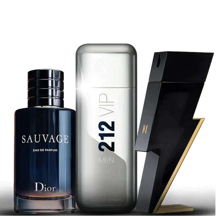 Bundle 14 – Men’s Perfume Set (3 x 100ml / 3.4 fl oz) – Sauvage | 212 VIP Men | Bad Boy
